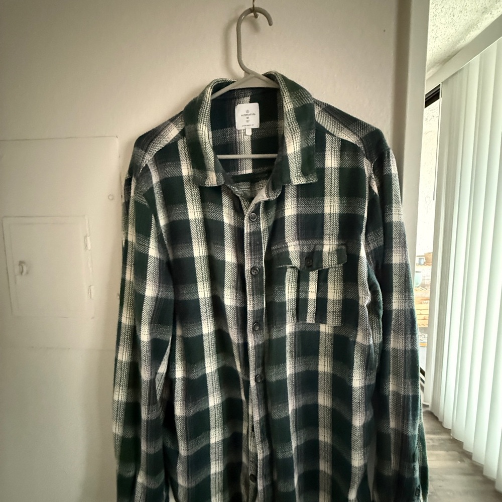 Alternative Green and White Plaid Shirt